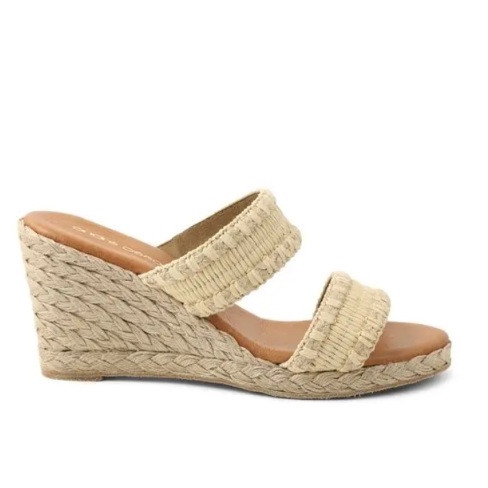 ANDRE ASSOUS Nolita Raffia Wedge Slide Sandal Sz 9 Good Condition